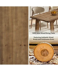 Tribesigns 63-Inch Solid Wood Dining Table for 4-6, Farmhouse Rectangular Kitchen Table with Thick Tabletop and Sturdy Legs