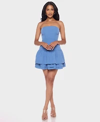 Alex & Sophia Juniors' Strapless Layered-Hem Fit Flare Dress
