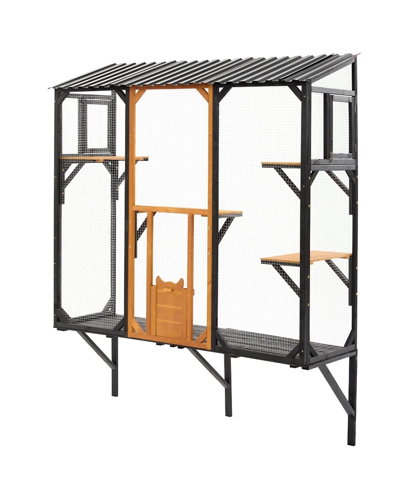 Zeus & Ruta Outdoor Cat Catio Enclosure Patio House With Platforms For 1-3 Cats