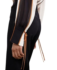Reiss Women's Tipped Tie-Neck Blouse