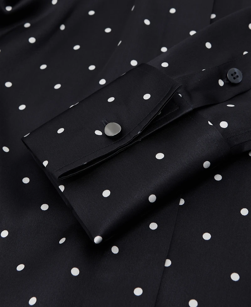 Reiss Women's Silk-Satin Polka-Dot Shirt