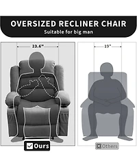 gaomon Wide Rocker Recliner Chair for Adults, Manual Oversized Chairs w/Armrest, Backrest, 2 Cup Holders, Side Pocket