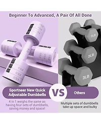 Sportneer Adjustable Dumbbells Hand Weights 5 lb Each Pair with 2 3 4 5 lb Plates Fast Adjust 4 in 1 for Home Gym Exercise Training