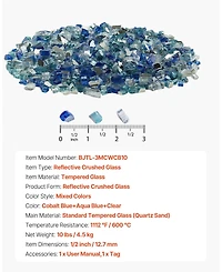 Sugift 10 Lbs Reflective Firepit Glass Rock 1/2 in Tempered Fire Glass