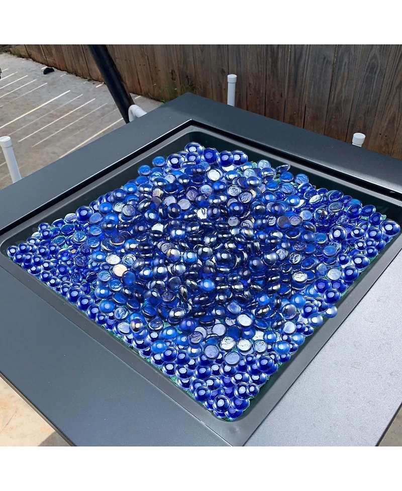Sugift 20LBS Reflective Smokeless Fire Glass 3/4 in Flat Round for Fire Pit Table