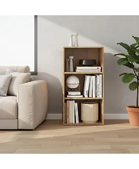 Sugift Three Tier Cube Bookcase with Adjustable Shelves for Office