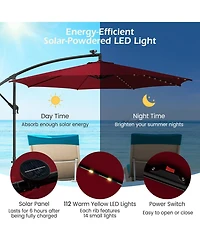 Sugift 10 ft Offset Patio Umbrella with Solar Led Lighting