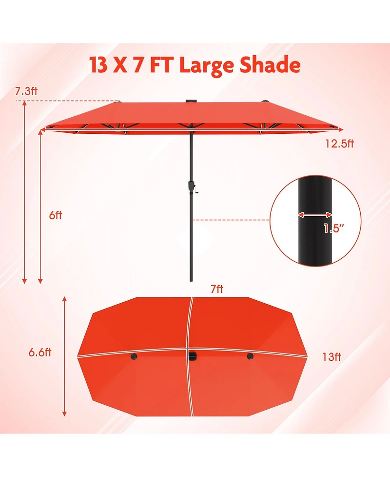 Sugift Large Patio Umbrella with Solar Led Lights and Crank