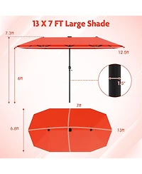Sugift Large Patio Umbrella with Solar Led Lights and Crank