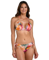 La Blanca Womens Tie Back V Neck Swim Bikini Top Bottoms