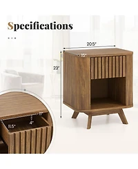 sumyeg Mid-century Wood Nightstand with Drawer and Open Shelf