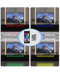 Rainsken App Control Led Tv Stand Tv, Modern Entertainment Center with Remote, Storage Cabinets, 31 Modes Changing Lights for Living Room