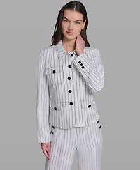 Karl Lagerfeld Paris Women's Striped Collared Jacket