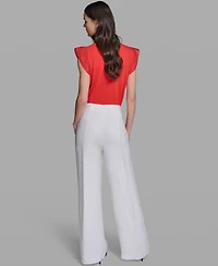 Karl Lagerfeld Paris Women's Linen-Blend Wide-Leg Sailor Pants