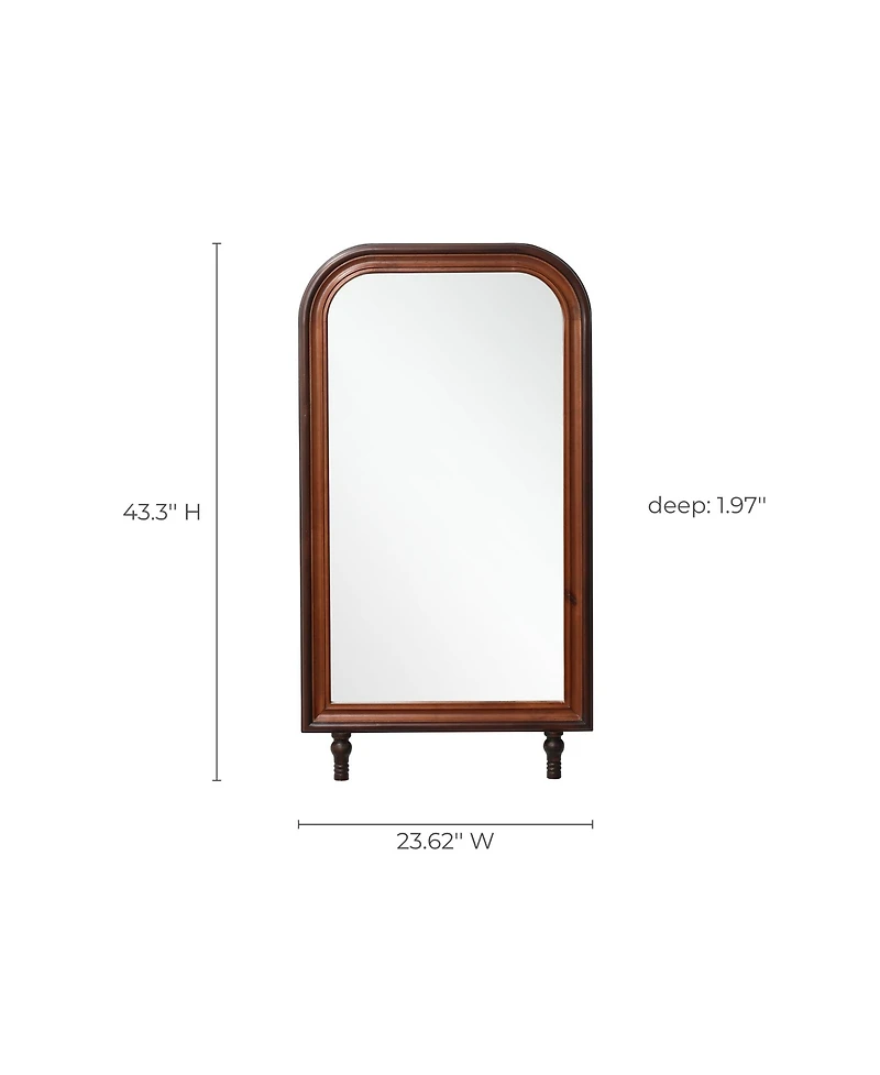 LuxenHome Modern 43.3" Tall Rounded Rectangle Wall Mirror with Pine Wood Frame