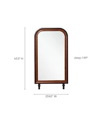LuxenHome Modern 43.3" Tall Rounded Rectangle Wall Mirror with Pine Wood Frame