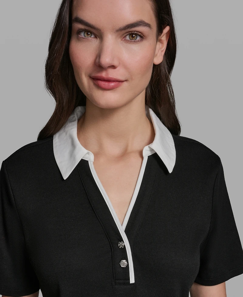 Karl Lagerfeld Paris Women's Johnny Collar Top