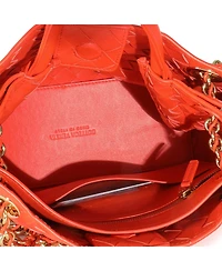 Pre-Owned Bottega Veneta Orange Nappa Intrecciato Small Andiamo With Chain