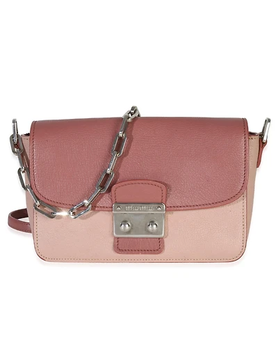 Pre-Owned Miu Miu Pink Bicolore Goatskin Madras Chain Shoulder Bag