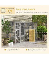 Zeus & Ruta Outdoor Wooden Cat Enclosure with Weatherproof Roof, Multi-Level Platforms, Bridges and Hideaways