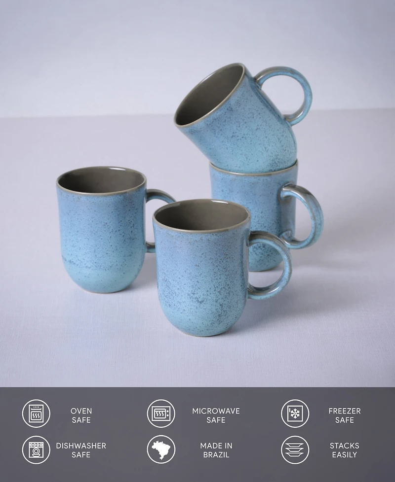 Porto Brasil Stoneware Coup Mugs, Set of 4