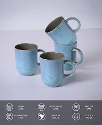 Porto Brasil Stoneware Coup Mugs, Set of 4