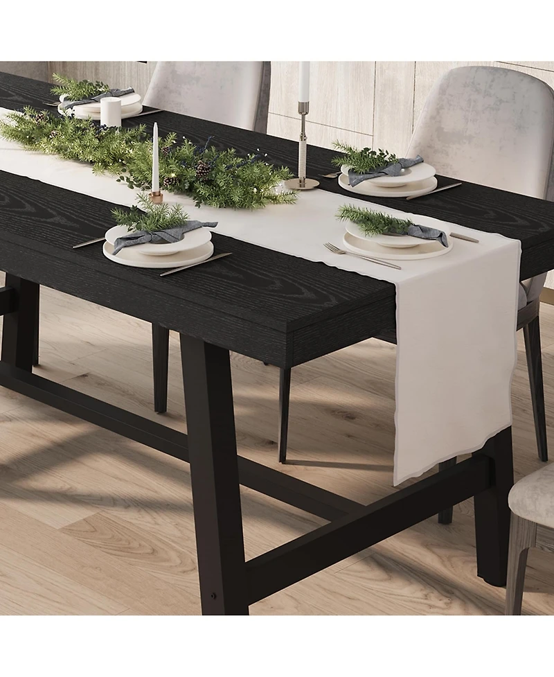 homfan Industrial Dining Table for 6-8, 70.87'' Rectangular Table, Black Metal Frame, Rustic Wood Top, Modern Furniture Home, Living Room, Patio