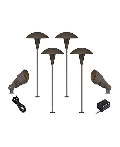 John Timberland Mushroom Mid Century Modern 8-Piece Outdoor Landscape Path and Spotlight Set Porch Led Bulb Finish