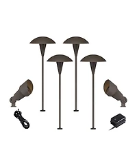 John Timberland Mushroom Mid Century Modern 8-Piece Outdoor Landscape Path and Spotlight Set Porch Led Bulb Finish