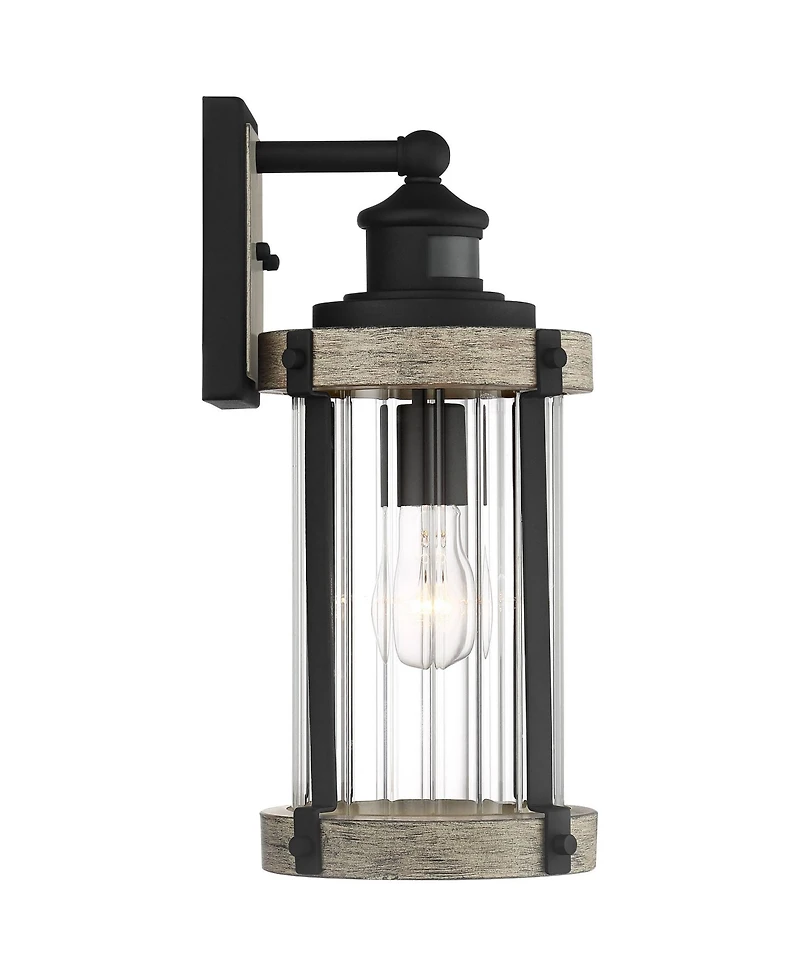 John Timberland Stan Industrial Outdoor Wall Light Fixtures Set of 2 Motion Sensor Dusk to Dawn Clear Glass for Post