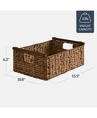 Best Choice Products Wicker Storage Basket, Shelf Basket w/ Wooden Handles, Rectangular Bin