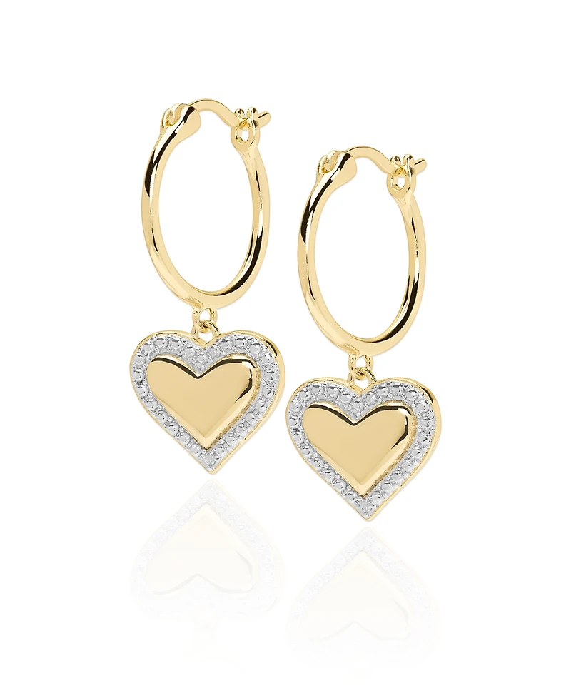 Macy's Diamond Accent 0.01 ct. t. w. Heart Drop Hoop Earrings