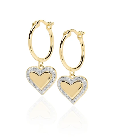Macy's Diamond Accent 0.01 ct. t. w. Heart Drop Hoop Earrings