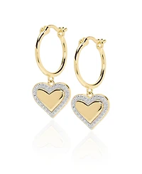 Macy's Diamond Accent 0.01 ct. t. w. Heart Drop Hoop Earrings