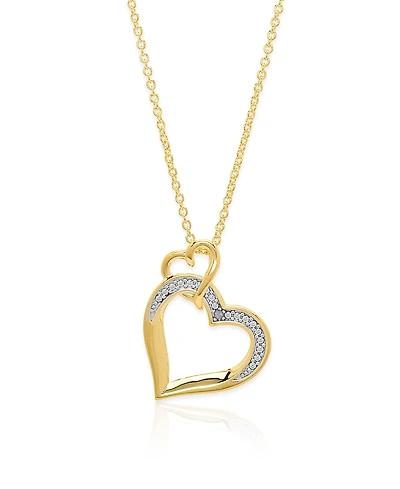 Macy's Diamond Accent 0.005 ct. t. w. Double Heart Pendant, 18'' Necklace
