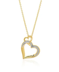 Macy's Diamond Accent 0.005 ct. t. w. Double Heart Pendant, 18'' Necklace