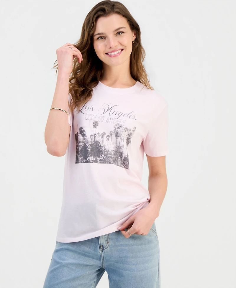 Self Esteem Juniors' La Palm Trees Graphic-Print Tee