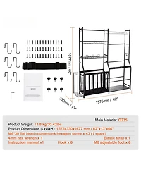 Mecale Golf Storage Organizer with 2 Golf Bag Holders, Baskets and Hooks, Steel Sports Equipment Storage Rack for Garage