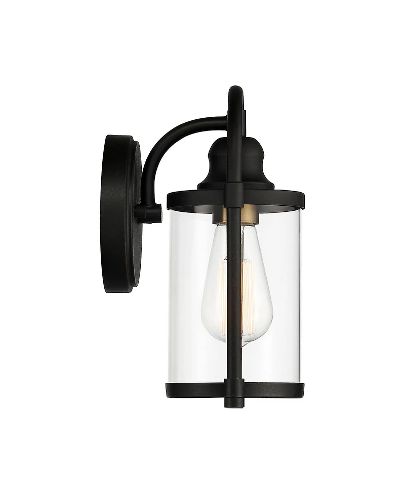 John Timberland Avani Modern Outdoor Wall Light Fixtures Set of 2 Black Metal 10 1/4" Clear Glass for Post Exterior Barn Deck House Porch Yard Patio