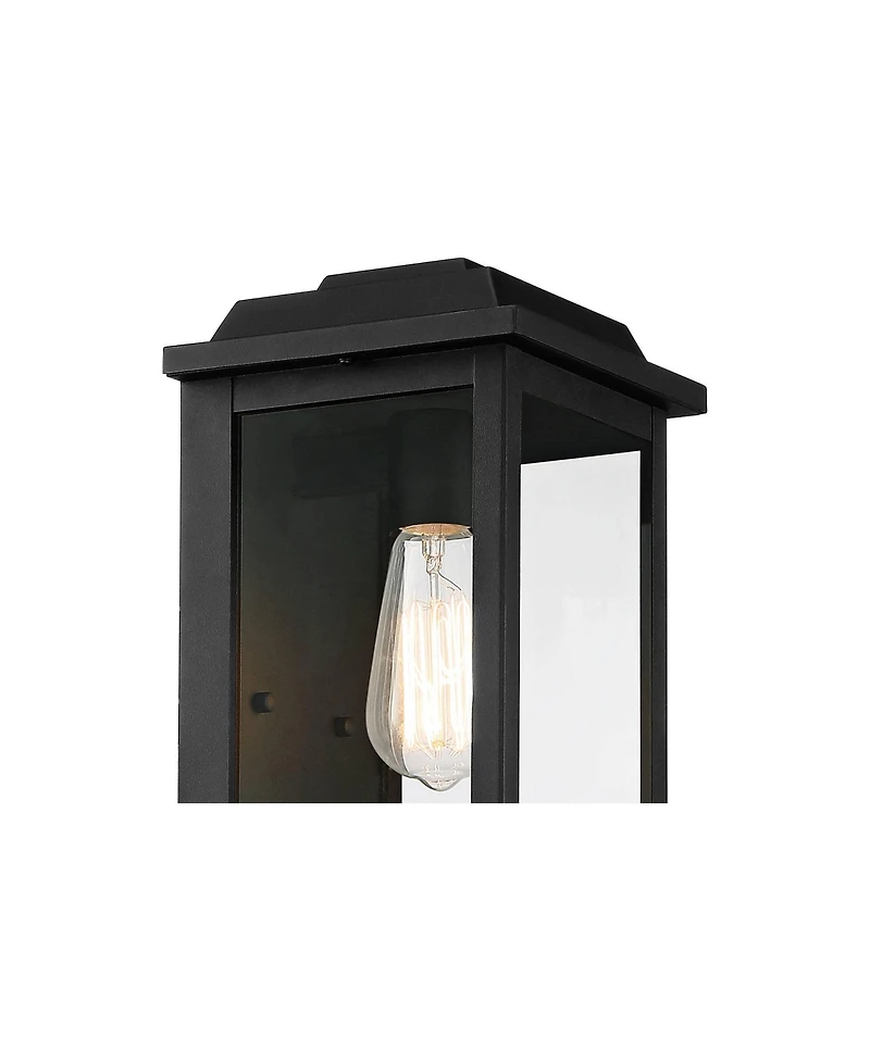 John Timberland Eastcrest Modern Outdoor Wall Light Fixtures Set of 2 Textured Black Metal 14" Clear Glass for Post Exterior Barn Deck House