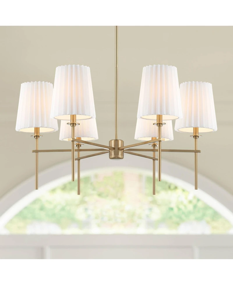 Possini Euro Design Possini Euro Frazer 32 1/2" Wide Warm Brass 6-Light Chandelier