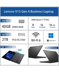 Lenovo V-Series V15 15.6" Traditional Laptop Amd Ryzen 7 16GB Ram Amd Radeon Graphics 1TB Ssd Storage Windows 11 Home 60Hz