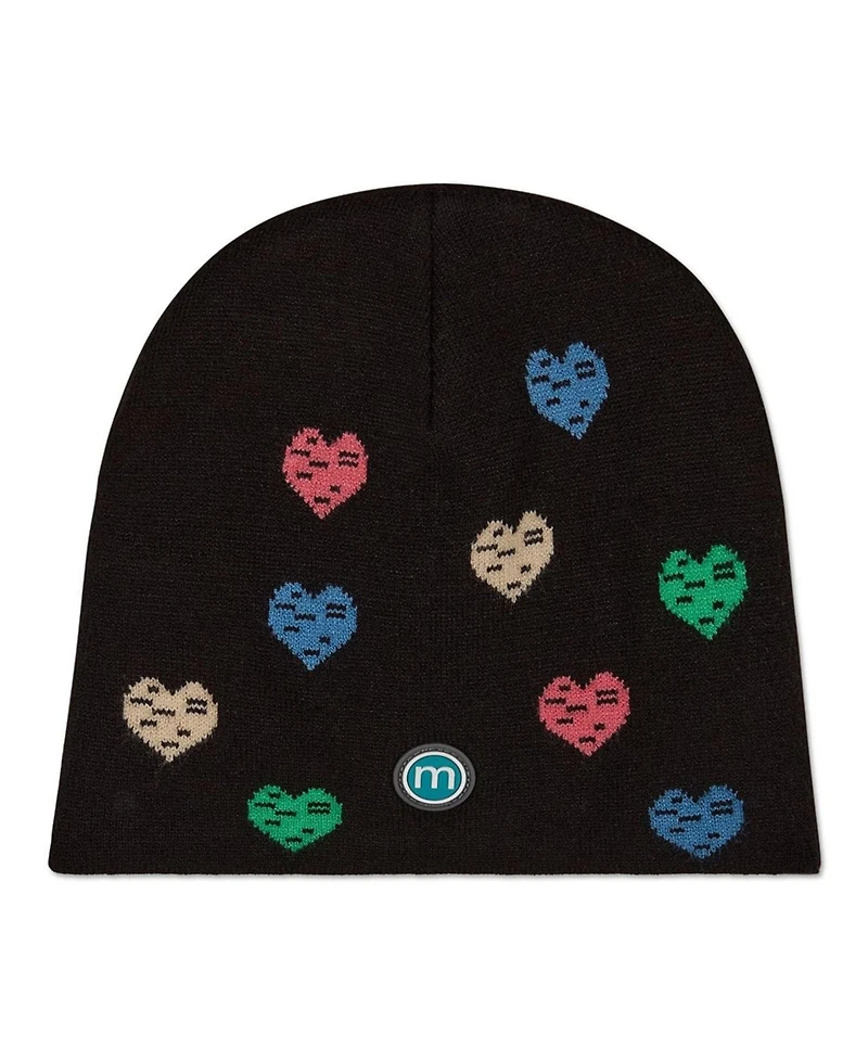 MeMoi Kids Cozy "Colorful Hearts" Rayon-Blend Knit Beanie