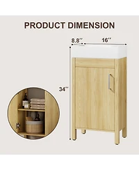 homfan 30" Bathroom Vanity with Sink, Freestanding Bathroom Sink Cabinet with 2 Soft-Closing Doors and Large Storage Drawer, Wood Vanity Cabinet