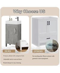 homfan 30" Bathroom Vanity with Sink, Freestanding Sink Cabinet 2 Soft-Closing Doors and Large Storage Drawer, Wood