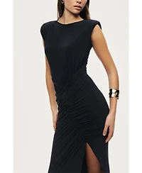 Nocturne Women's Ruched Side-Slit Maxi Dress