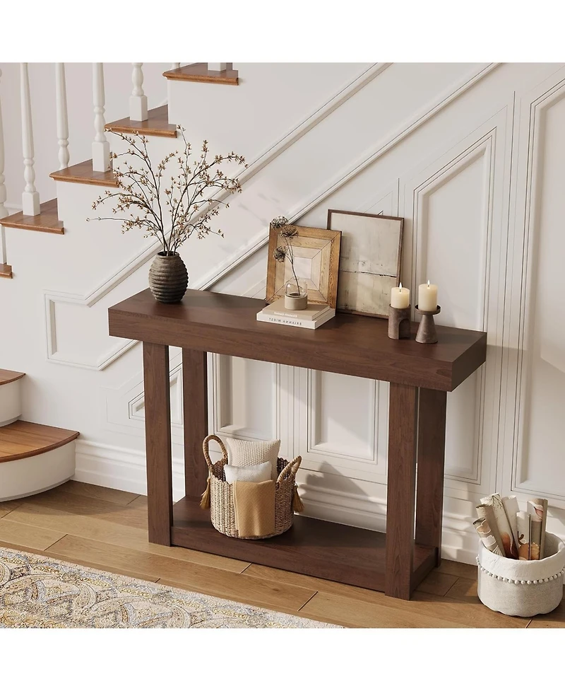 gaomon 46.26" Wood Console Table with Storage, Narrow Sofa Table with Open Shelf, Long Behind Couch Table for Entryway Hallway, Accent Table