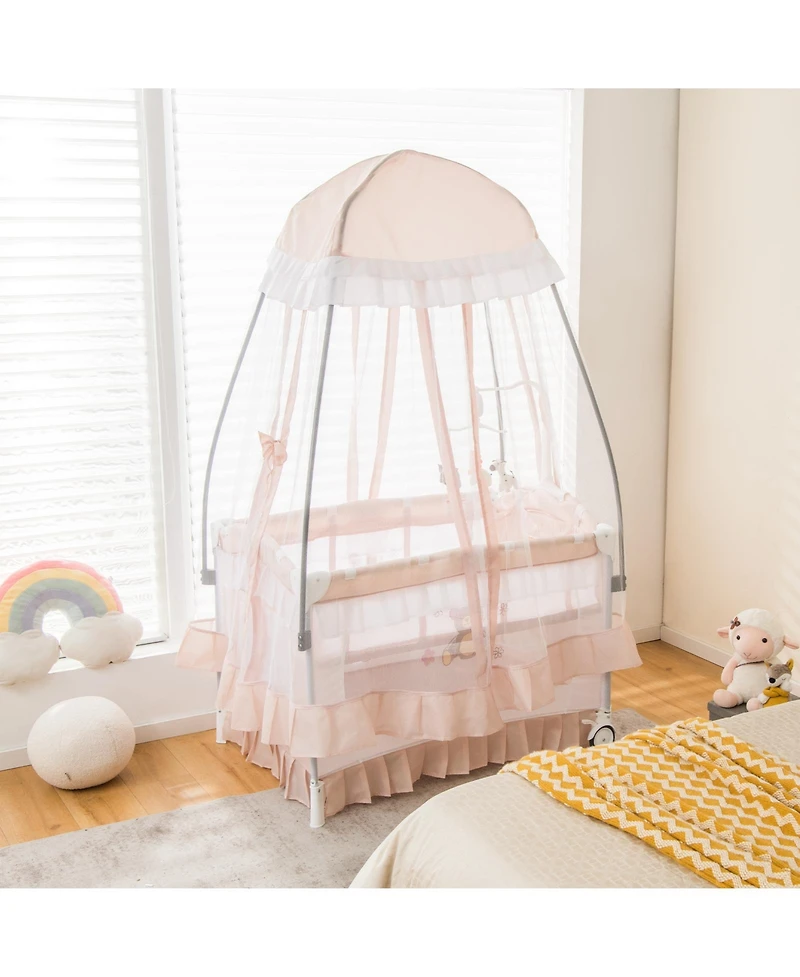 Sugift Convertible Baby Bassinet with Changing Table and Mesh Net