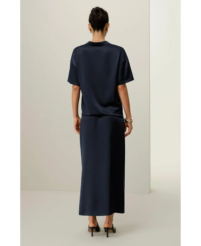 Lilysilk Women's Washable Silk Charmeuse Pull-on Skirt