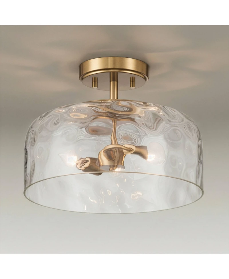 Possini Euro Design Possini Euro Luther 13"W Warm Brass Water Glass 2-Light Ceiling Light